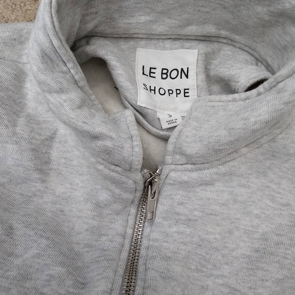 Le Bon Shoppe Noah Zip Henley Sweatshirt Heather Grey Small - Picture 3 of 5